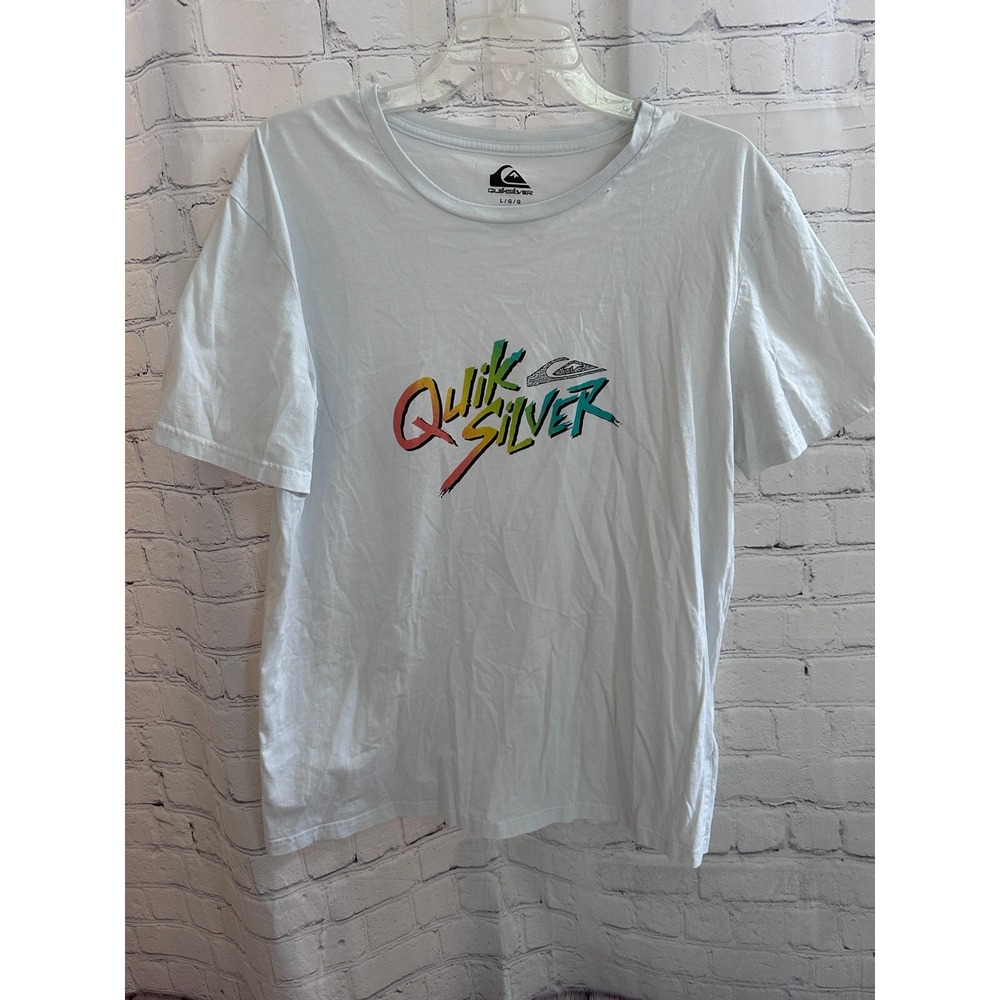 Quiksilver Graphic T-Shirt Regular Fit Short Sleeve Casual White L